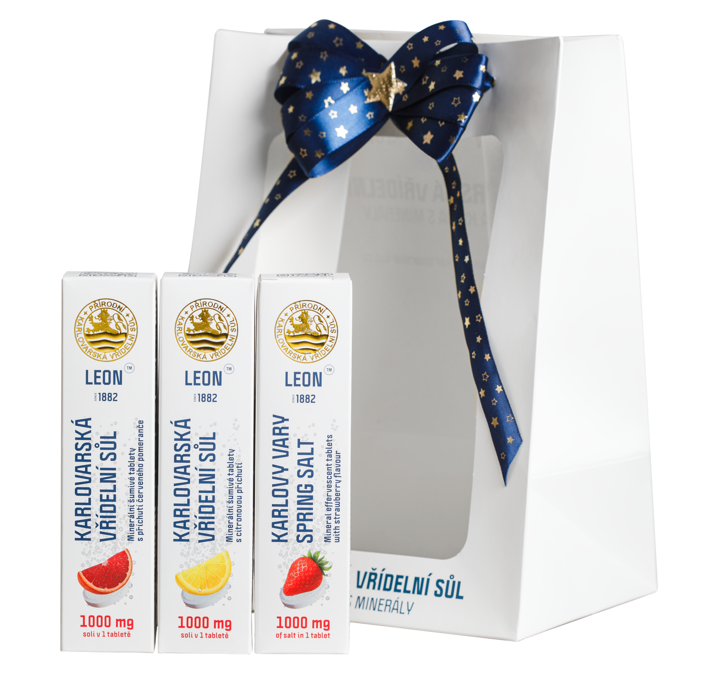 Elegantní balení - kombinace LEON Šumivé tablety 1000 mg / 3 x 20 ks – Dárková taška